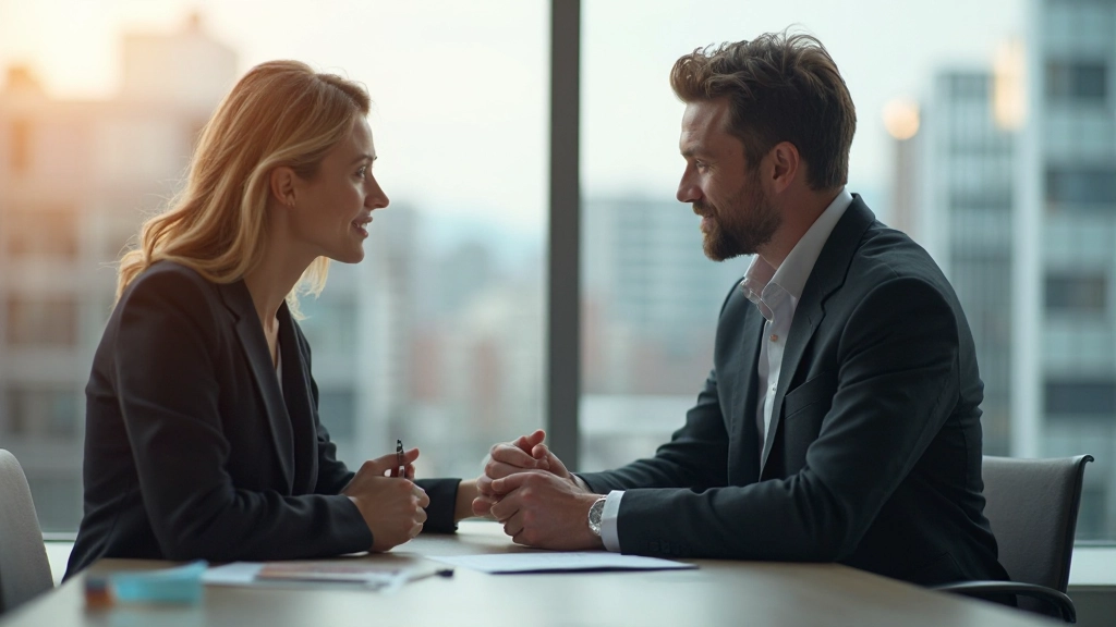 Ledare som mentorerar teammedlem i modernt kontorsrum med naturligt ljus