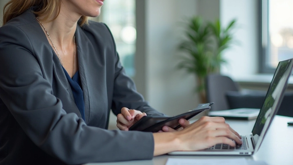 Professionell arbetare använder digitala verktyg och teknologi på kontoret