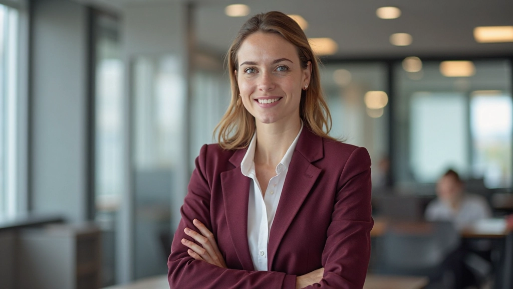 Professionell kvinna som presenterar med selbewust kroppsspråk i en konferenssal